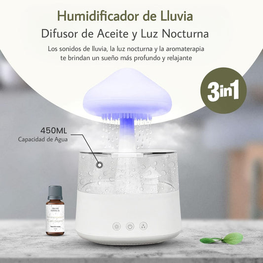 HUMIDIFICADOR DE LLUVIA CON LUCES DE 7 COLORES