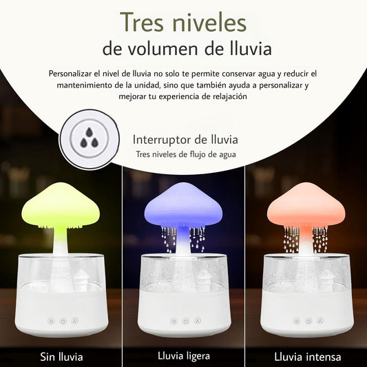 HUMIDIFICADOR DE LLUVIA CON LUCES DE 7 COLORES